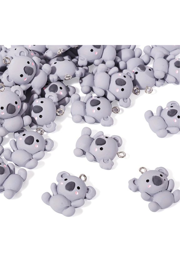 20pcs Lovely Blue Grey Koala Charm Portable Koala Pendants Resin Jewelry Accessories For Fun Craft Projects