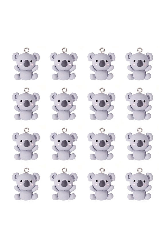 20pcs Lovely Blue Grey Koala Charm Portable Koala Pendants Resin Jewelry Accessories For Fun Craft Projects