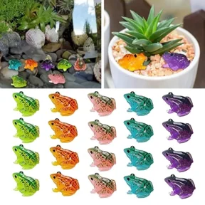 Colorful Miniature Frog Figurines 20-Pack Resin Garden Decor for Potted Plants, Aquariums & Fairy Gardens