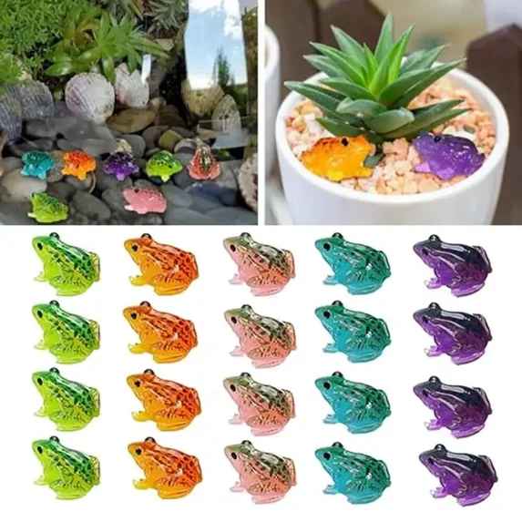 Colorful Miniature Frog Figurines – 20-Pack Resin Garden Decor for Potted Plants, Aquariums & Fairy Gardens