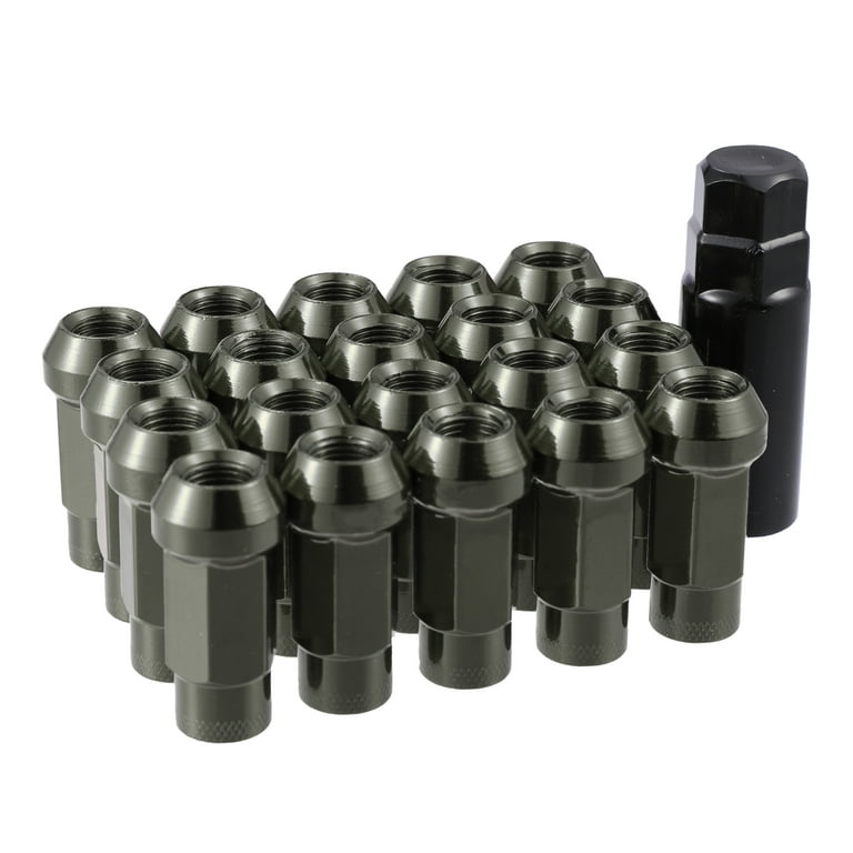 20pcs M12x1.5 Car Wheel Lug Nuts Car Taper Acorn Wheel Lug Nuts Cone Seat Titanium Tone with Socket Key Set