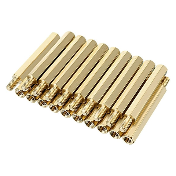 20pcs M3 28+6mm Female Male Thread Brass Hex Standoff Spacer Screws