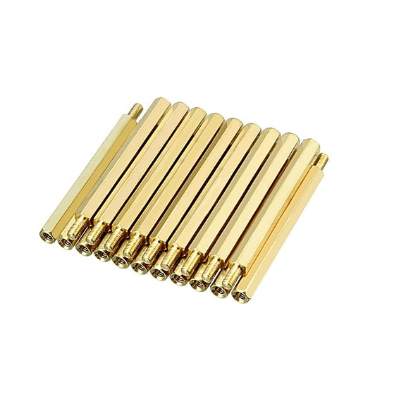 20pcs M3 45+6mm Female Male Thread Brass Hex Standoff Spacer Screws