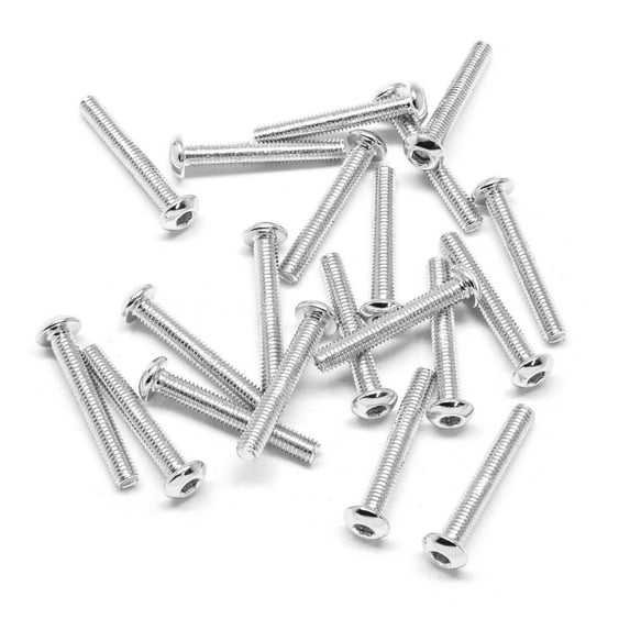 20pcs M3x20mm Button Head Screws Anodized 6063 Aluminum Hex Socket (Silver)