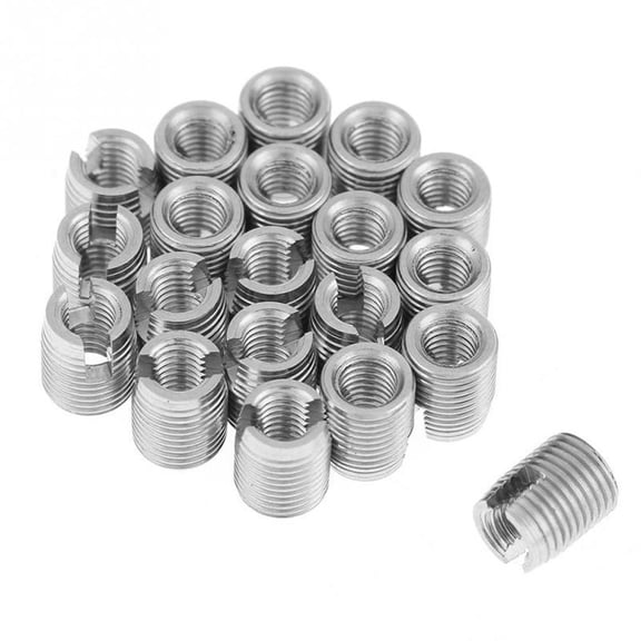 20pcs M3x6mm Stainless Steel Threaded Insert Coiled Wire Helical Insert Self Tapping Slotted Screw Helicoil Thread Repair Insert