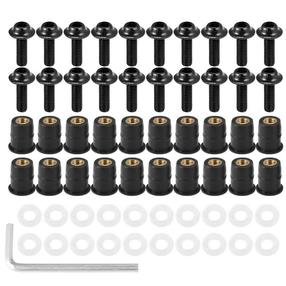20pcs M5 5mm Motorcycle Windscreen Screws Fairing Windscreen Screws Bolt Windshield Mounting Nuts Black
