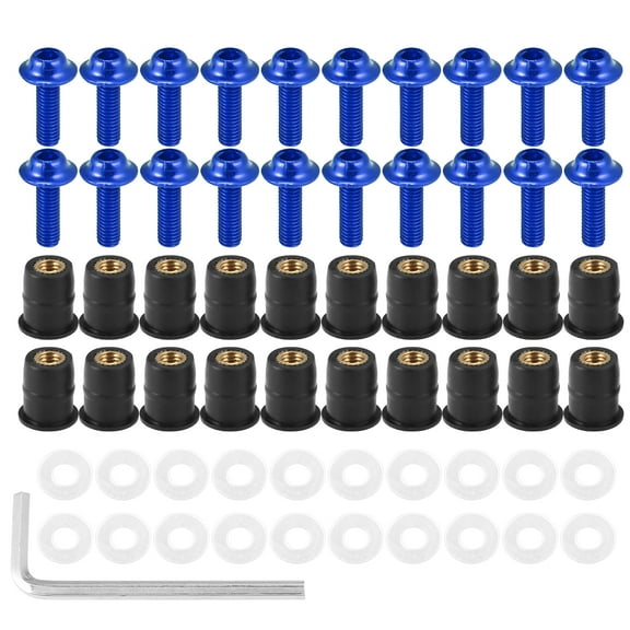 20pcs M5 5mm Motorcycle Windscreen Screws Fairing Windscreen Screws Bolt Windshield Mounting Nuts Blue