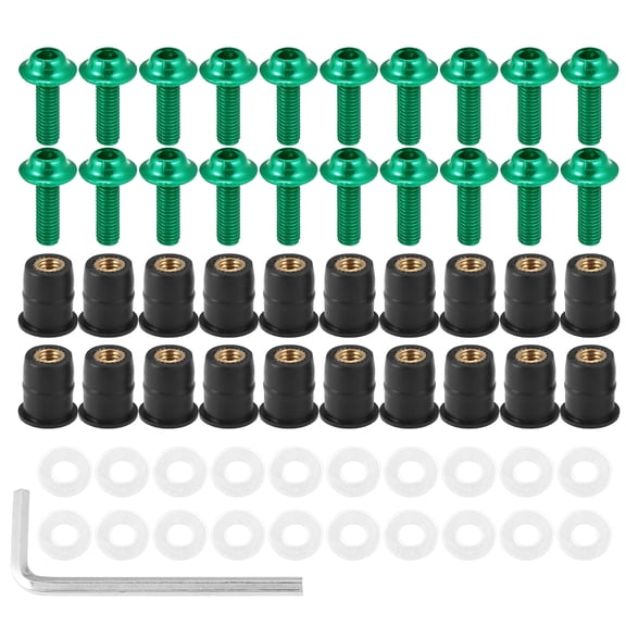 20pcs M5 5mm Motorcycle Windscreen Screws Fairing Windscreen Screws Bolt Windshield Mounting Nuts Green
