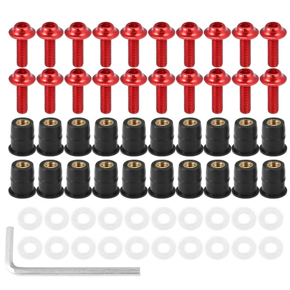 20pcs M5 5mm Motorcycle Windscreen Screws Fairing Windscreen Screws Bolt Windshield Mounting Nuts Red