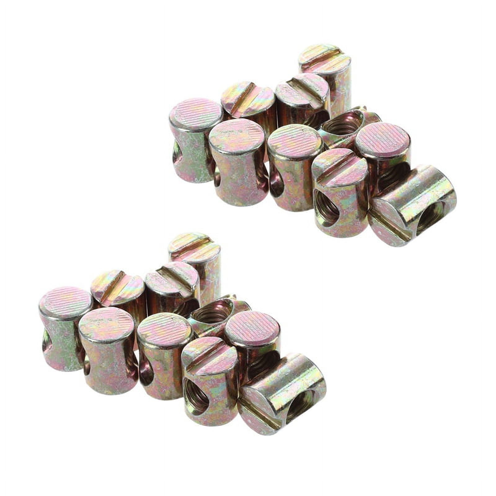 20pcs M6 Barrel Bolts Dowel Slotted Furniture Nut for Beds Crib Chairs