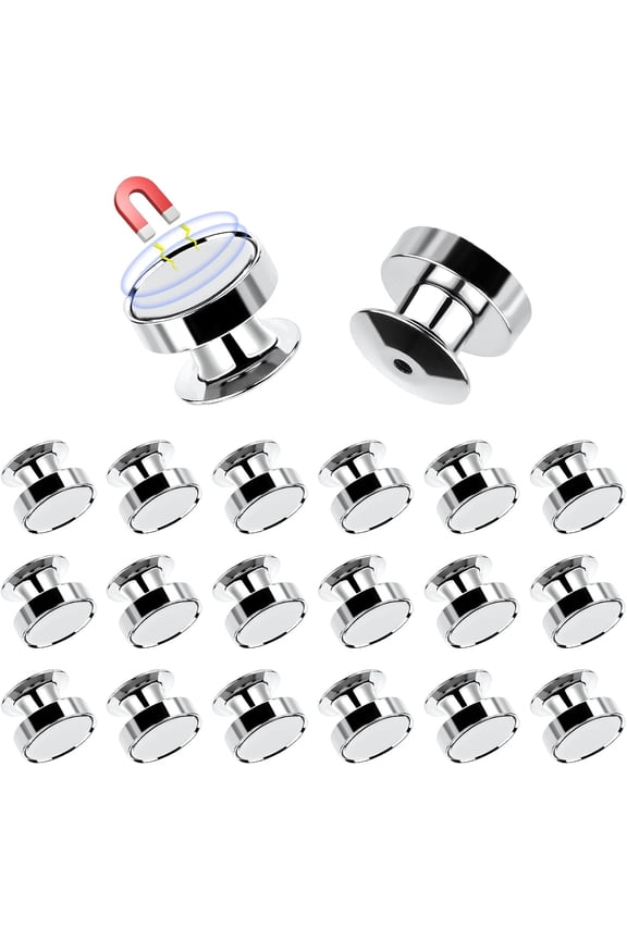 20pcs Magnetic Pin Backs, Metal Locking Pin Keepers Pin Locks Backs For Enamel Pins Display Locking Clasp Brooch Converters For Jackets Blazers Backpacks Gifts For Pin Collectors