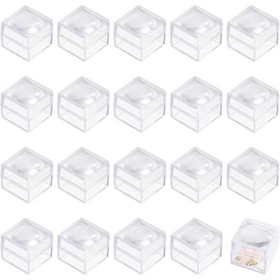 20pcs Magnifying Display Box Diamond Gemstone Display Case Transparent Plastic Diamond Jewelry Boxes DIY Clear