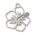 thumbnail image 1 of 20pcs Manual Polishing 201 Stainless Steel Pendants Laser Cut Flower Charm Stainless Steel color 17x15x1mm Hole: 1.6mm, 1 of 3
