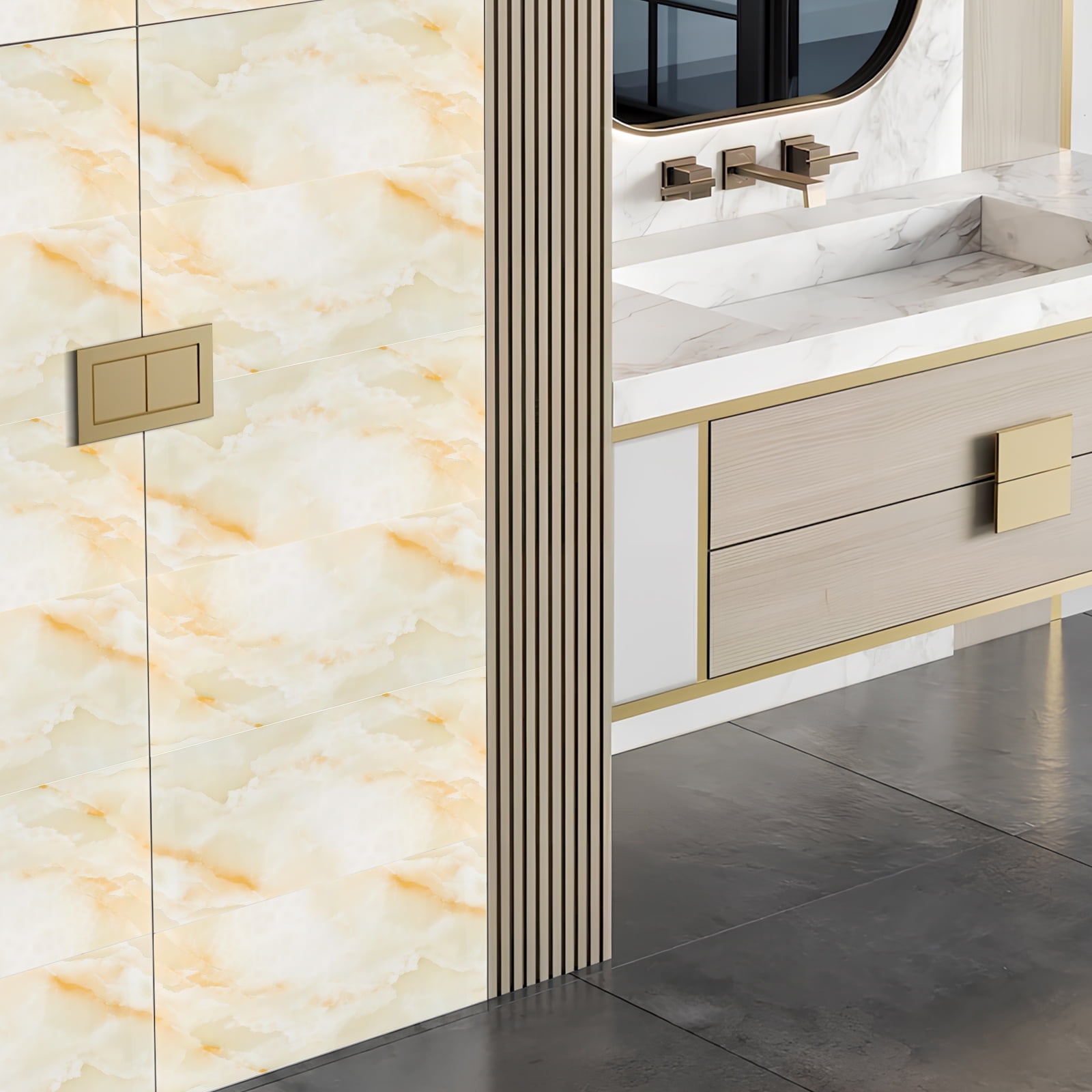 20pcs Marble Peel and Stick Waterproof Wall Panels Heat-Resistant Backsplash Tile 23.6"x11.8" PVC Foam Wall Sticker for Kitchen Living Rooms- -101