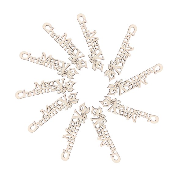 20pcs Merry Christmas Wooden Cutout Unfinished Wood Letter Piece Slice Embellishment for DIY Scrapbooking Xmas Sewing Crafts