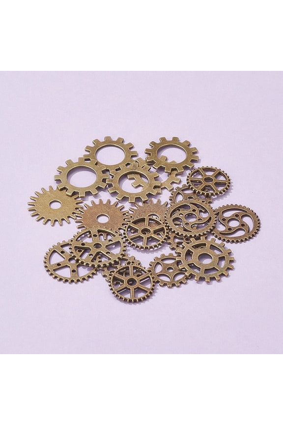 20pcs Metal Alloy Steampunk Gear Charms Connectors Cog Pendants Flat Round Bronze 19~25x1~1.5mm Hole: 2~14.5mm