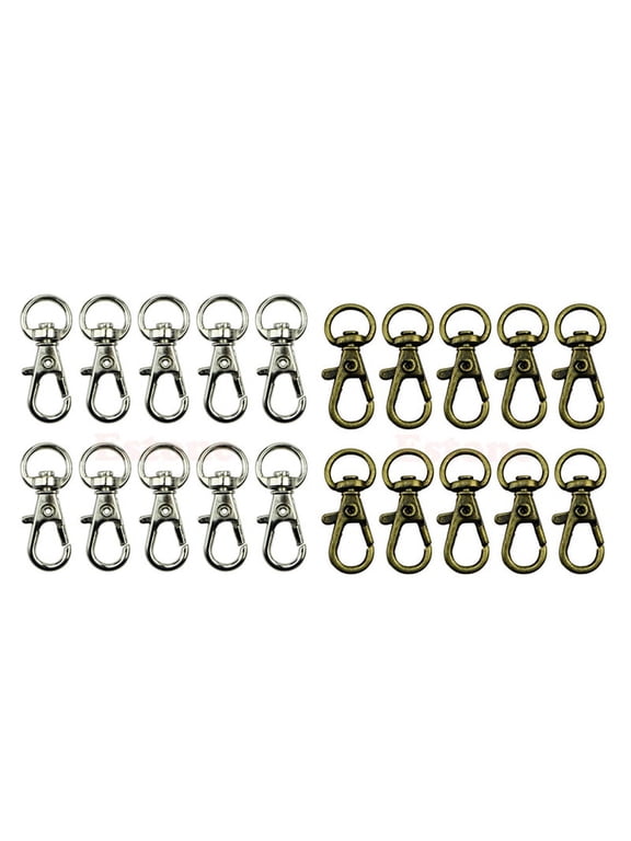 20pcs Metal Clasp Swivel Trigger Clips Snap Hooks Key Ring Bags DIY Craft Copper & Silver
