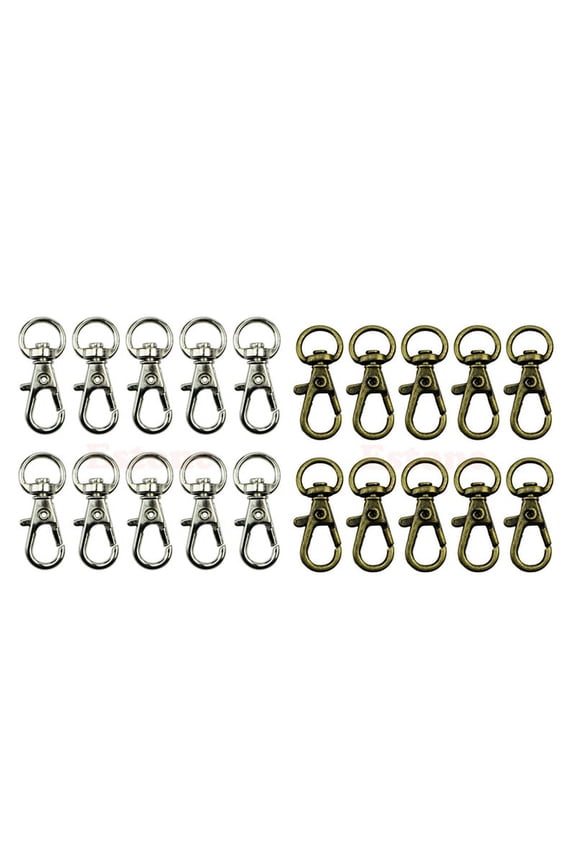 20pcs Metal Clasp Swivel Trigger Clips Snap Hooks Key Ring Bags DIY Craft Copper & Silver