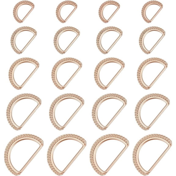 20pcs Metal D-Rings Buckles 23/29/41/47/53 D-Shape Buckle Clips Webbing Belts Buckle Purse Shoulder Strap Connect Ring DIY Hardware Accessories