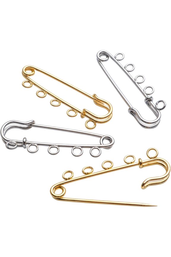 20pcs Metal Heavy Duty Blanket Safety Pins Kilt Pins with 5 Loops for Crafting Arts Brooch Clothes,Gold/Silver,50mm
