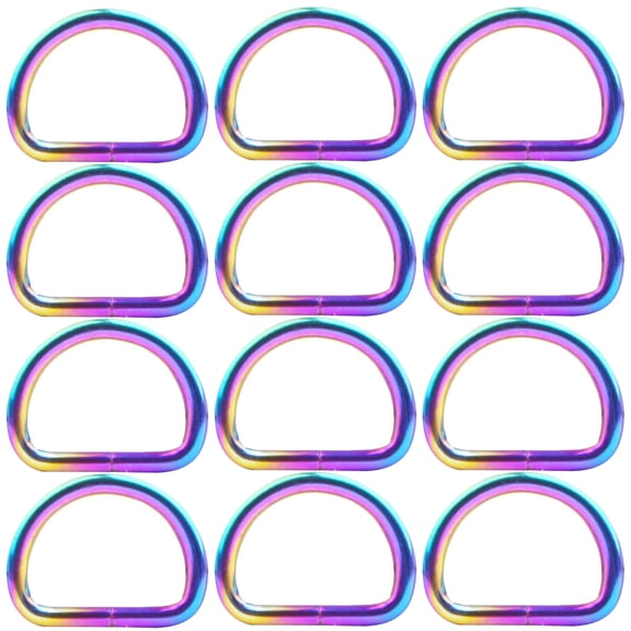 20pcs Metal Semi-Circular D Rings Half Round D-shaped Rings Belt Buckle Clips DIY Accessories for Hardware Keychains Luggage Bags Clothing Sewing Projects, Rainbow Color