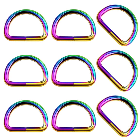20pcs Metal Semi-Circular D Rings Multipurpose Half Round D-Shaped Rings Buckle DIY Accessories for Hardware Luggage Bags Backpack Belt Clothing Projects, Rainbow Color