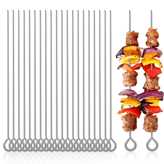 20pcs Metal Skewers for Kabobs, Reusable Skewers for Grilling, Stainless Steel Kabob skewers, Grill Skewers for Outdoor Grill