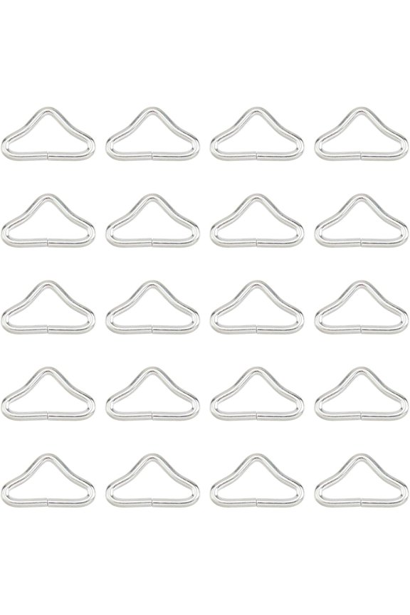 20pcs Metal Triangle Ring Buckle Connectors V-Rings High Strength Corrosion Resistance for Trampoline Replacement Repair Strap Keeper Bag Mat Craft
