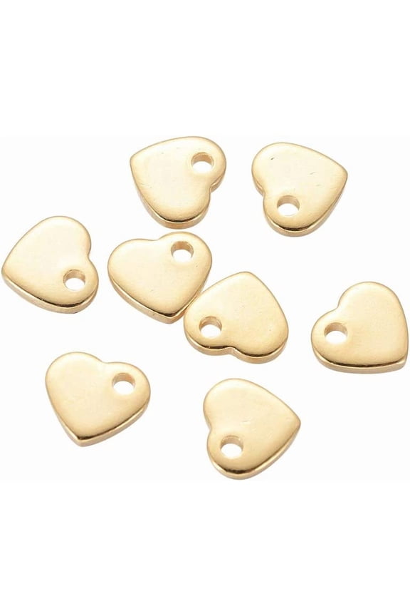 20pcs Mini Heart Charm Chain Extender Drop Stainless Steel Pendant Metal Charms