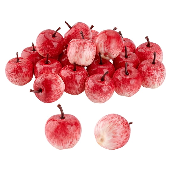 20pcs Mini Red Apples 1.4x1.7 Inch Artificial Decorative Plastic Fruits Realistic Small Dector Apples for Kitchen Centerpiece Photography Props