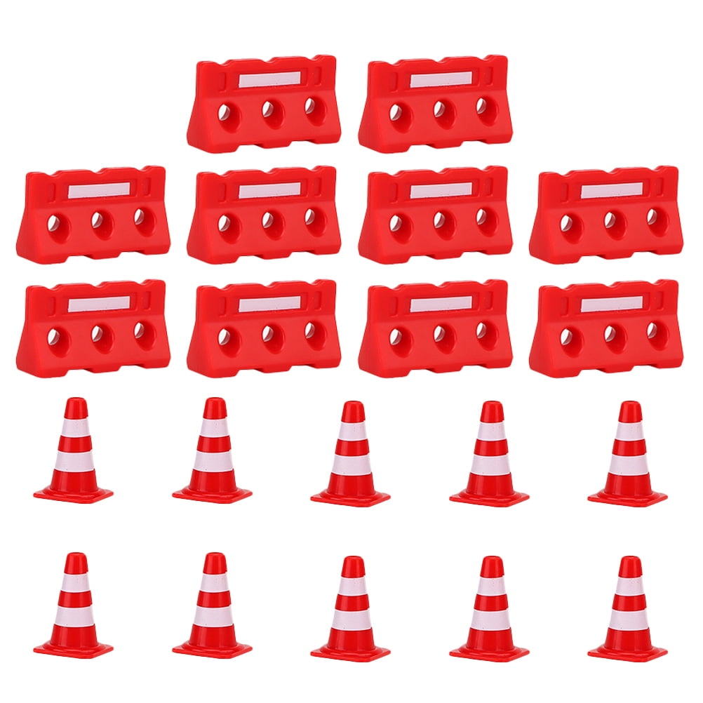 20pcs Mini Traffic Cones Fences Traffic Road Signs Playset Traffic Cones Toys Cognitive Toy