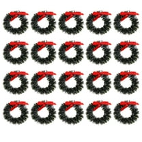 Juxtarea 20pcs Plastic Christmas Mini Wreaths Small Xmas Wreaths for Dollhouse Front Door Home Outdoor Decor