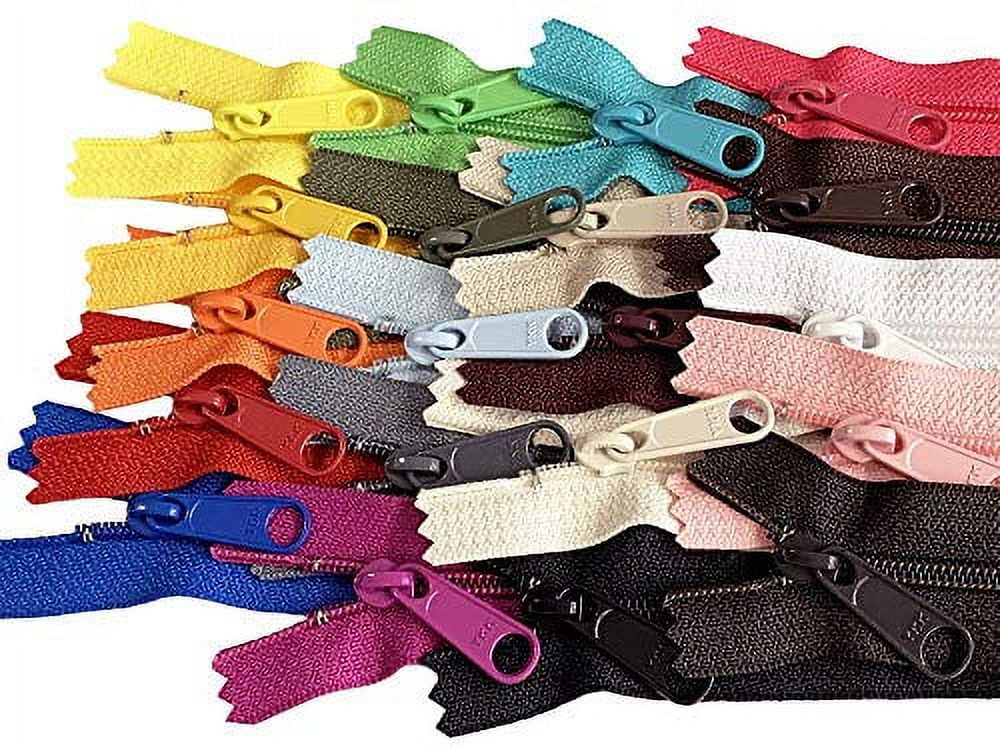 20pcs Mixed Colors Ykk Number 4.5 Coil Handbag Zipper or Purse Zippers Long Pull Made in USA Pack Vinyl Bag (24 inches)