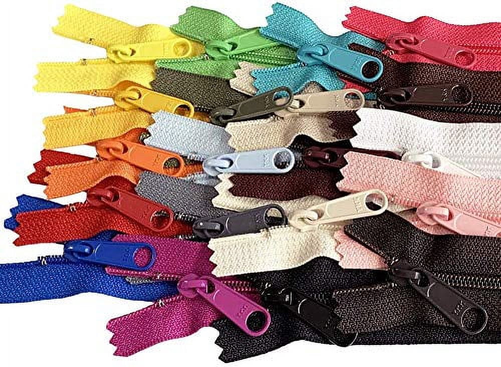 20pcs Mixed Colors Ykk Number 4.5 Coil Handbag Zipper or Purse Zippers Long Pull Made in USA Pack Vinyl Bag (48 Inches)
