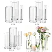 20pcs Modern Glass Cylinder Vase, Mibote Floral Vase for Home Decor, Wedding Party Decor with Wide Mouth