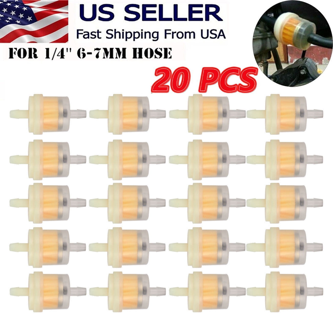 50Pcs Motor Inline Gas Oil Fuel Filter Small Engine For 1/4 - Foto 3