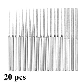 20pcs Mounted , 5 Different Shapes Diamond Drill Bit, 1/8 Inch Shank Diamond Grinding Tool for Dremel Rotary Tool
