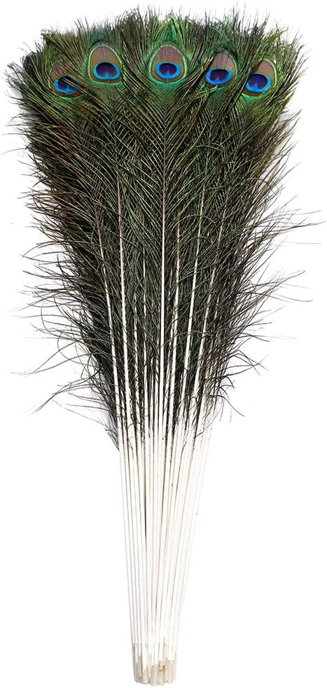 20pcs Natural Long Peacock Feathers 35-40 inch for DIY Craft, Party, Wedding Christmas Decoration and Floral Arrangement