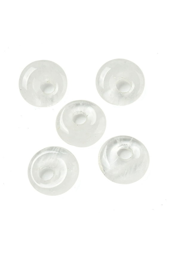 20pcs Natural Quartz Rock Donut/Pi Disc Charms 14~14.5x4mm Hole: 4mm