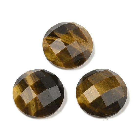 20pcs Natural Tiger Eye Cabochons Half Round/Dome Faceted 16x5.5~6mm