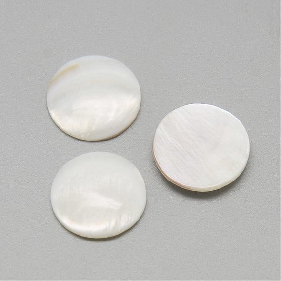20pcs Natural White Shell Mother of Pearl Shell Cabochons Flat Round Seashell color 18~19x3~4mm