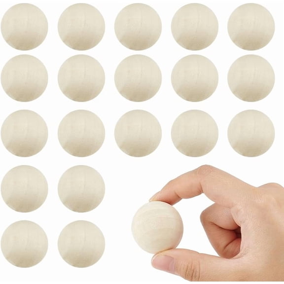20pcs Natural Wooden Round Ball DIY Decorative Wood Crafting Balls Unfinished Wood Sphere No Hole/Undrilled Undyed Antique White 34mm