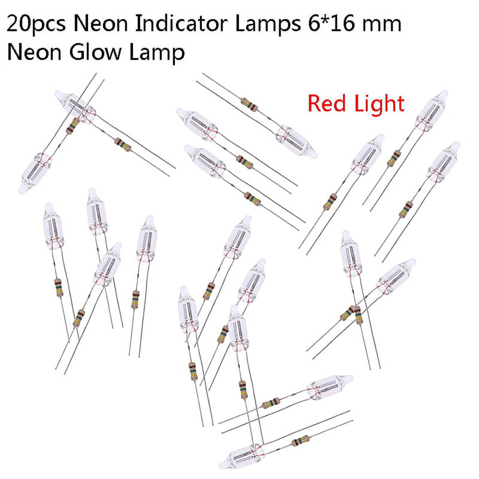 20pcs Neon Indicator Lamps With Resistance Connected To 220V 6*16 mm