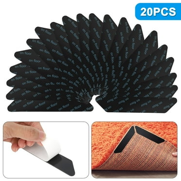 20pcs Non-Slip Rug Grippers, DISEN Reusable Carpet Anti Slip Pads Corner Stickers for Hardwood Floor, Black