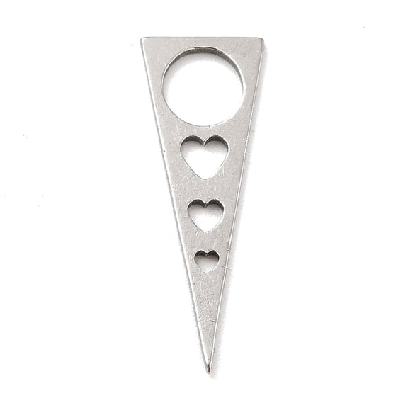 20pcs Non-Tarnish 201 Stainless Steel Pendants Triangle with Heart Stainless Steel color 22x8x1mm Hole: 5mm