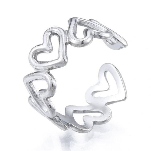 20pcs Non-Tarnish 304 Stainless Steel Hollow Heart Cuff Rings Open Rings for Women Stainless Steel color Size 6(17.1mm)