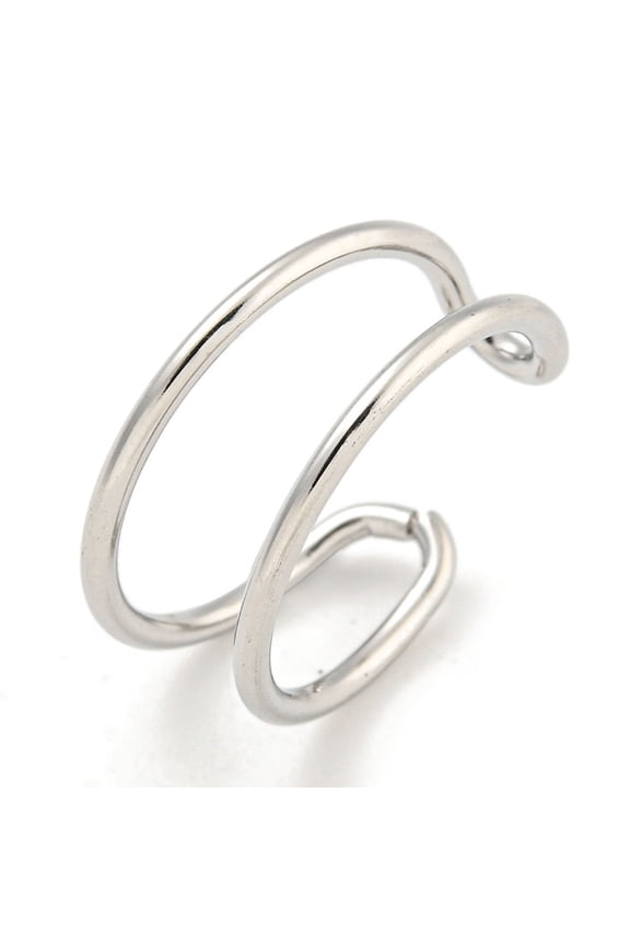 20pcs Non-304 Stainless Steel Hollow Open Cuff Ring for Women Stainless Steel color Adjustable