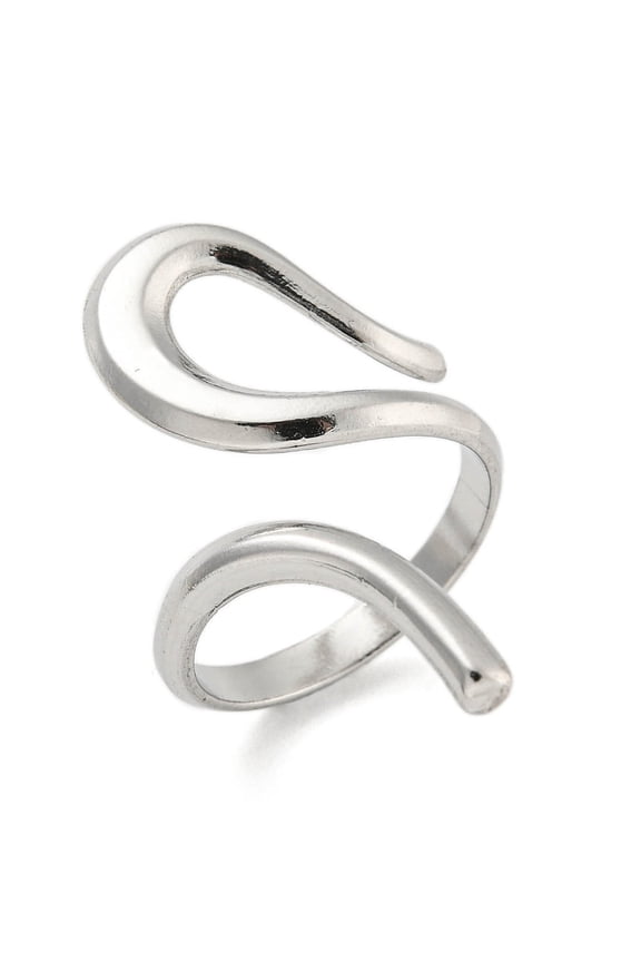 20pcs Non-304 Stainless Steel Open Cuff Rings Stainless Steel color Inner Diameter: 17mm