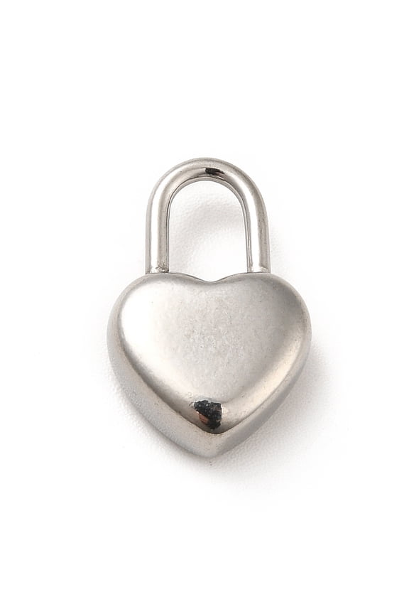 20pcs Non-Tarnish 304 Stainless Steel Pendants Heart Padlock Stainless Steel color 18.5x12x6mm Hole: 7.5x4.5mm