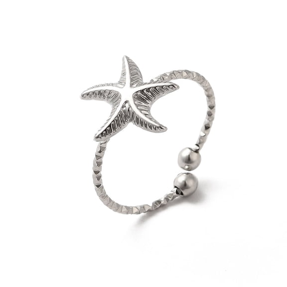 20pcs Non-Tarnish 304 Stainless Steel Starfish Open Cuff Rings for Women Stainless Steel color Size 7 3/4(17.9mm)